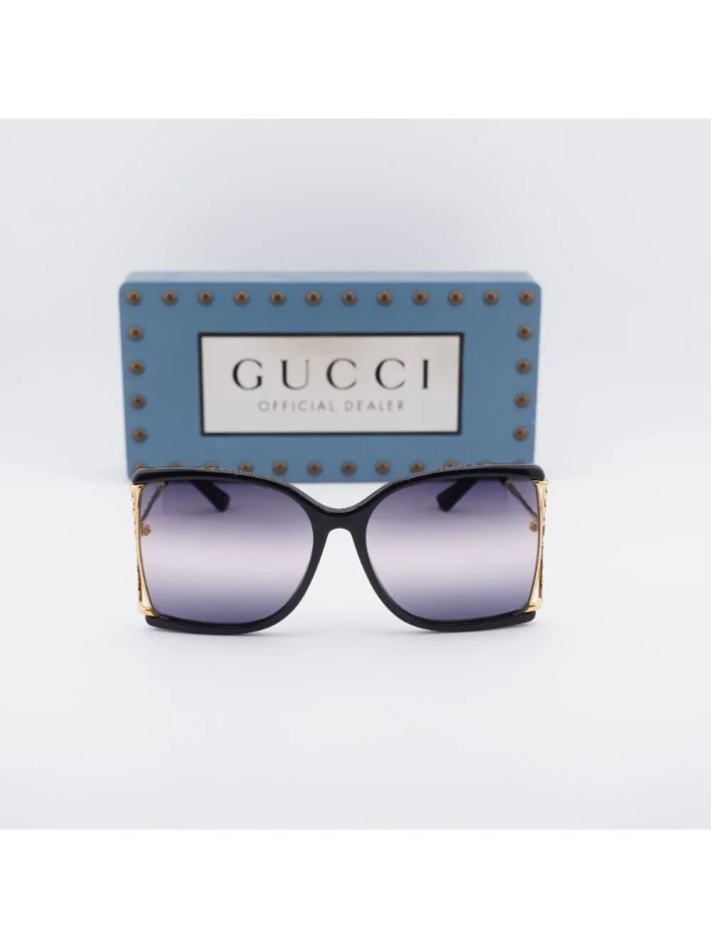 Gucci GG0592SK 001 Butterfly Sunglasses - Black / Grey